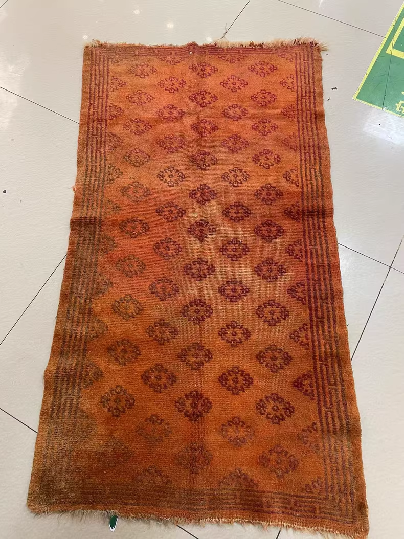 Very Old Tibetan Wool Handmade Tapestry | Traditional Pattern, unique piece