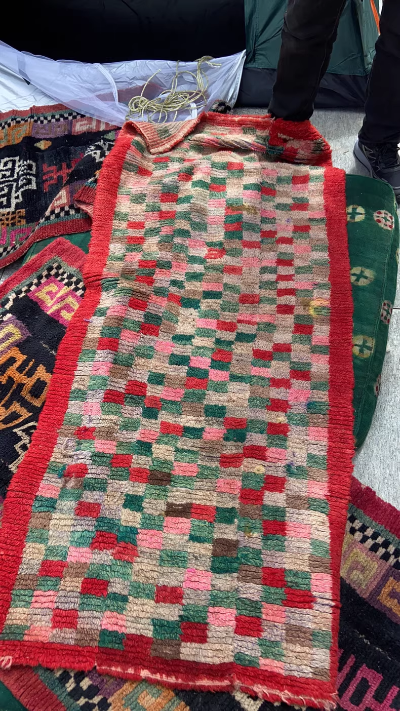 Vintage Tibetan Wool Handmade Tapestry | Traditional Pattern, unique piece