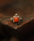 Sterling Silver Ring with Natural Old Coral | US Size 7, unique piece