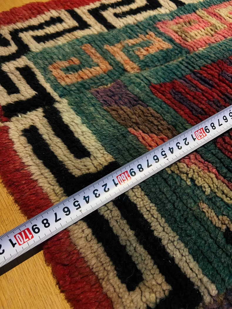 Vintage Tibetan Wool Handmade Tapestry | Traditional 卍 Pattern, unique piece