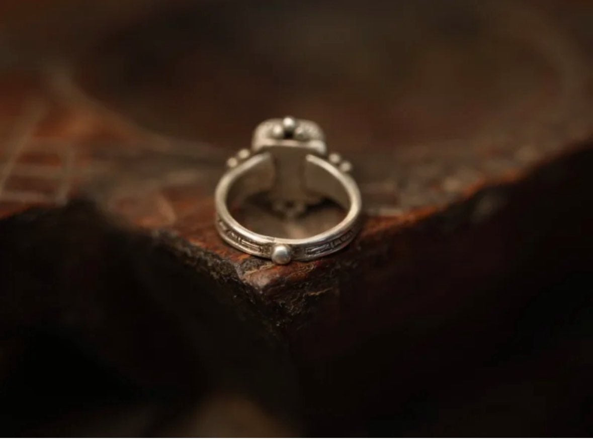 Sterling Silver Ring with Natural Old Coral | US Size 7, unique piece