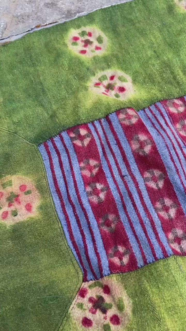 Very Old Tibetan Wool Handmade Tapestry | Traditional Pattern, unique piece